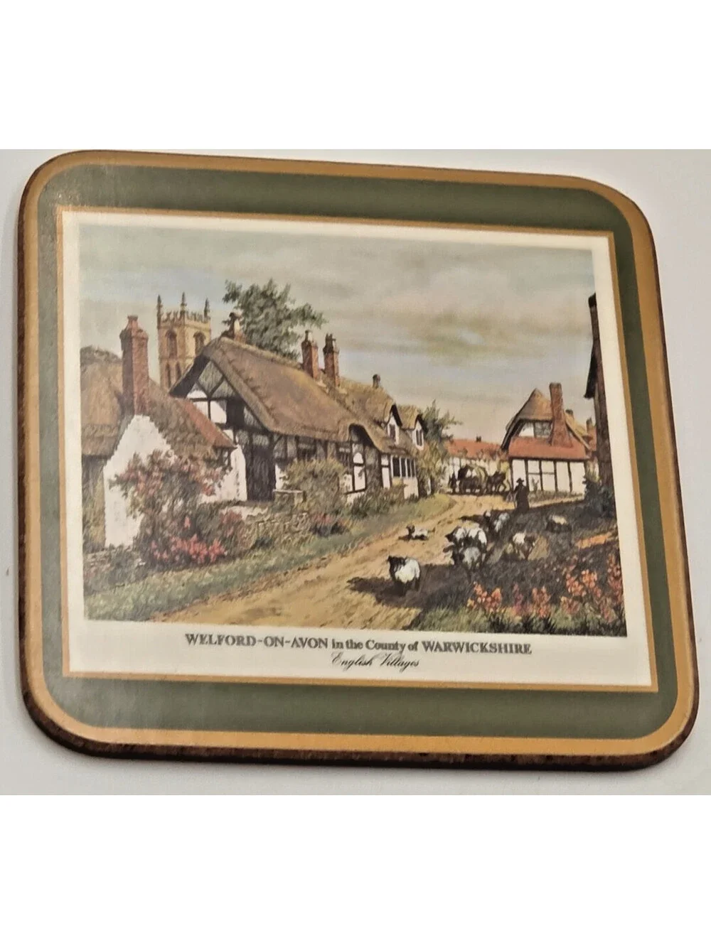 Vintage 1981 Pimpernel English Villages Coasters Set of 6 Acrylic Cork Backed